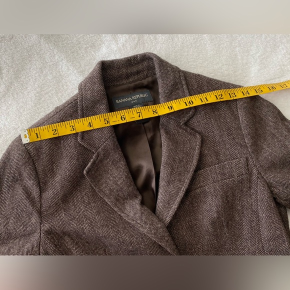Banana Republic Factory Vintage Wool Brown Herringbone Professor Jacket sz 2 - Picture 16 of 16